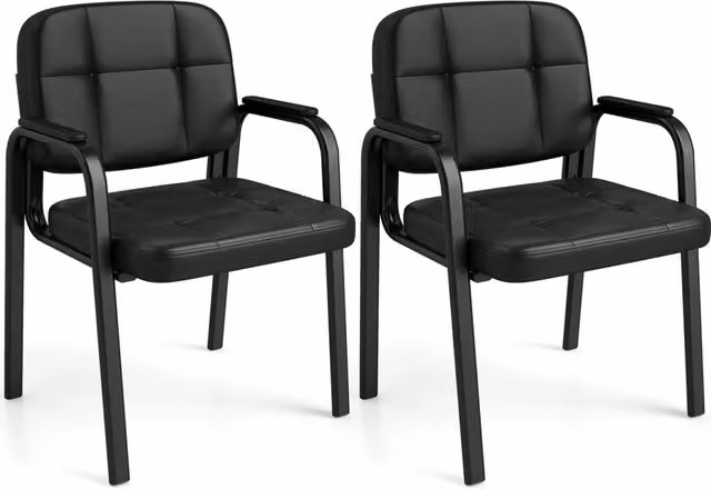 Set di 2 sedie da ufficio con braccioli e schienale ergonomico in pelle sintetica nera DESIGN IN – 1