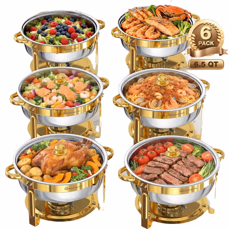 Chafing dish, acciaio inossidabile, capacità 6 quarti, confezione da 6