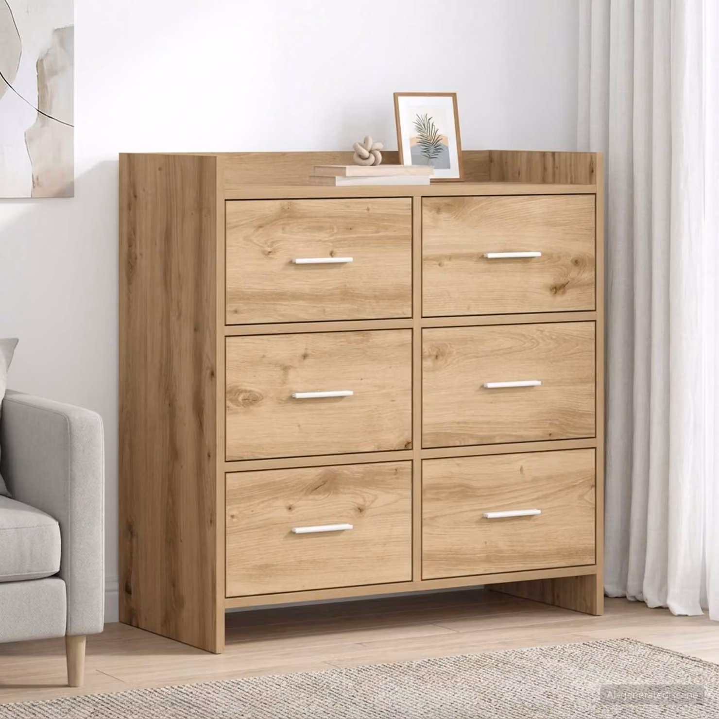 Credenza moderna vidaXL in rovere e metallo, colore marrone, L: 75 cm, P: 33 cm, H: 80 cm