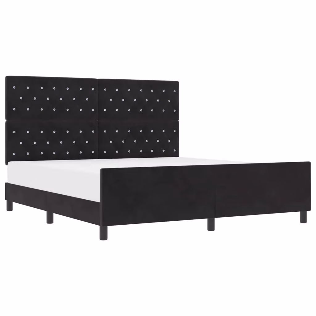 Letto a molle con testiera vidaXL in velluto nero L/P/H: 180 x 200 x 207 cm – 2