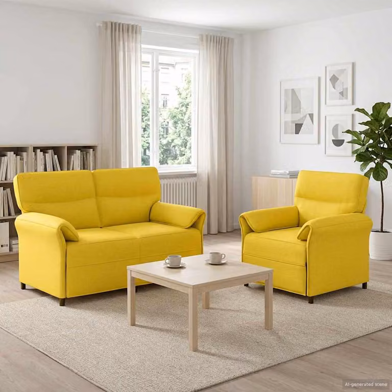 Set di 2 divani moderni vidaXL in tessuto giallo e nero con struttura in metallo per il tuo soggiorno