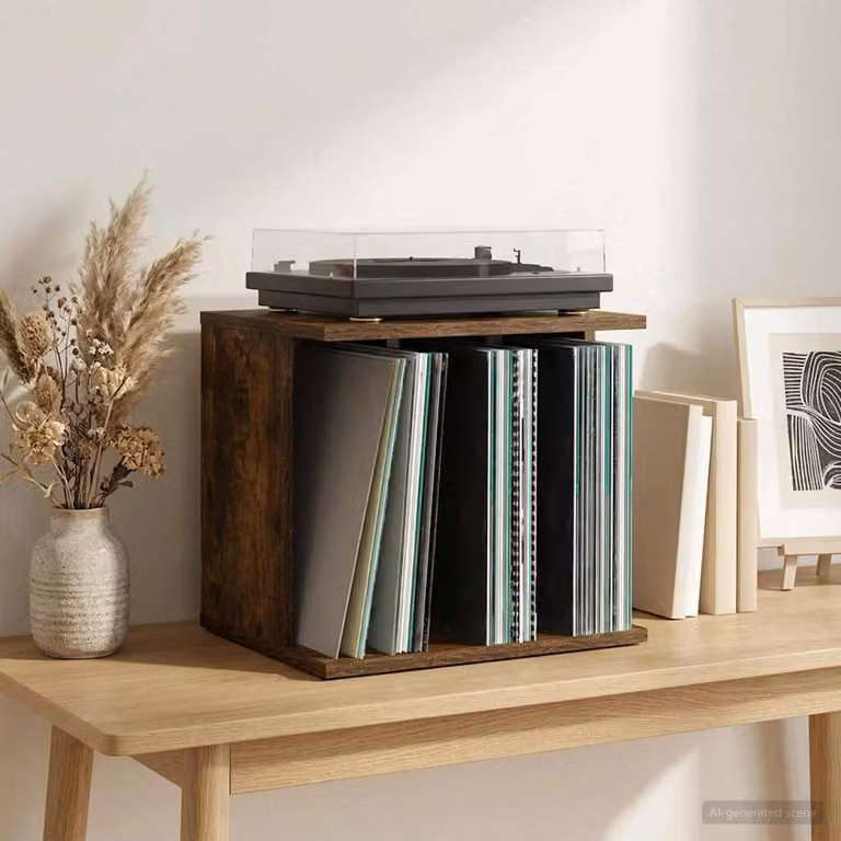 vidaXL Mobile Storage per Dischi in Vinile Moderno, Colore Marrone, L 42 cm x P 33 cm x H 36 cm