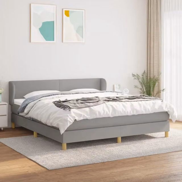 Letto Ibrido vidaXL con Struttura in Legno di Larice e Materasso a Molle Grigio Chiaro e Bianco L/P/H: 180 x 200 x 203 cm