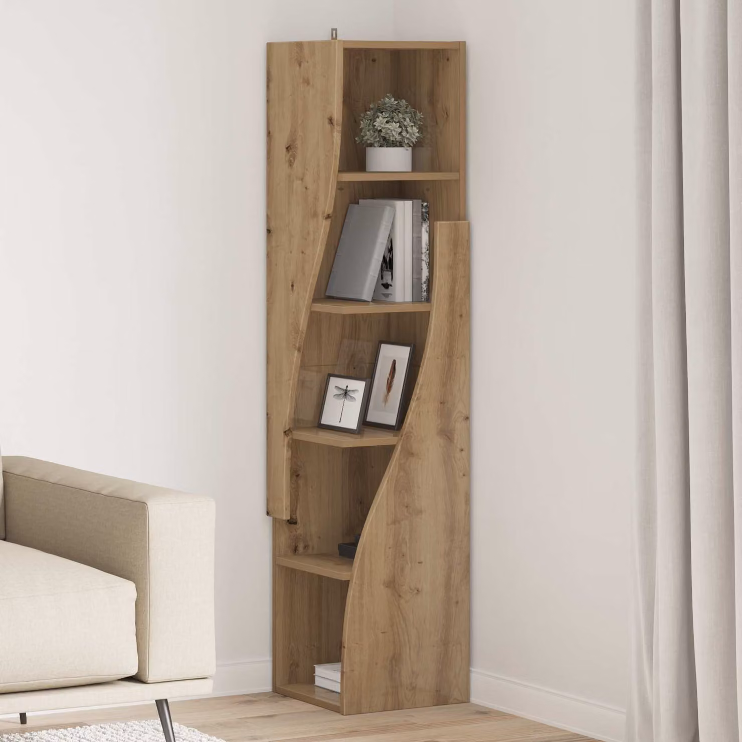 Mobile angolare vidaXL in legno marrone per soggiorno H 140 x L 32 x P 32 cm