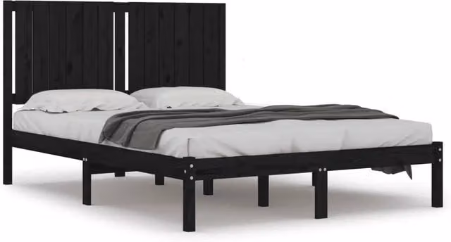 Letto matrimoniale per adulti in legno massello di pino nero stile rustico L/P/H: 140 x 190 x 31 cm