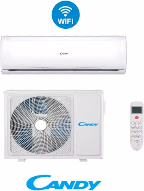 Candy Condizionatore Brezza 12000 BTU CY-12RAIN + CY-12RAOUT Climatizzatore Split System Bianco 12000 Btu R-32 Wi-Fi Integrato