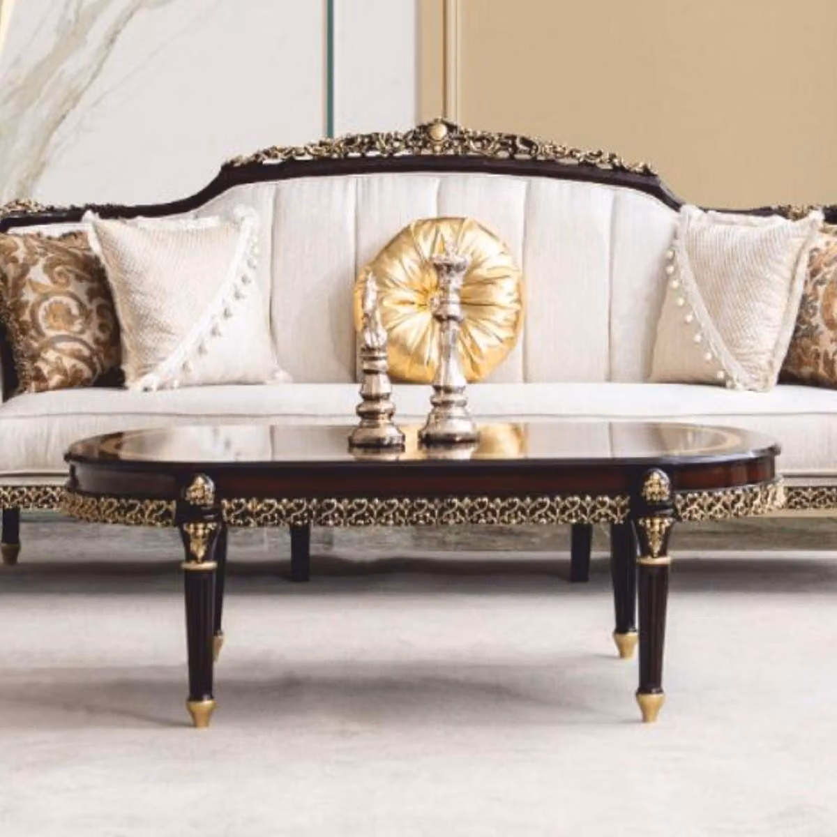 Casa Padrino Tavolino barocco Marrone scuro / Oro 138 cm - Mobili barocchi