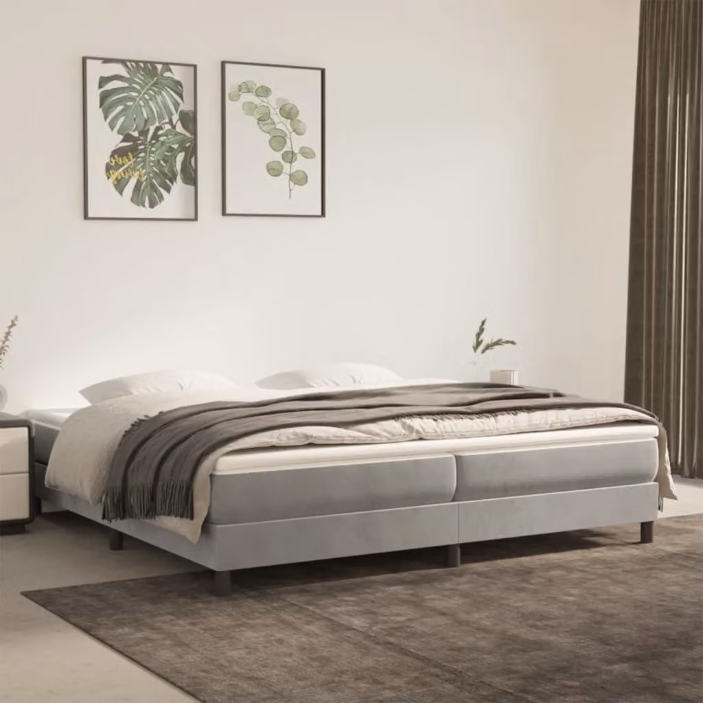 The Living Store Struttura letto grigio chiaro 200x200 cm in velluto