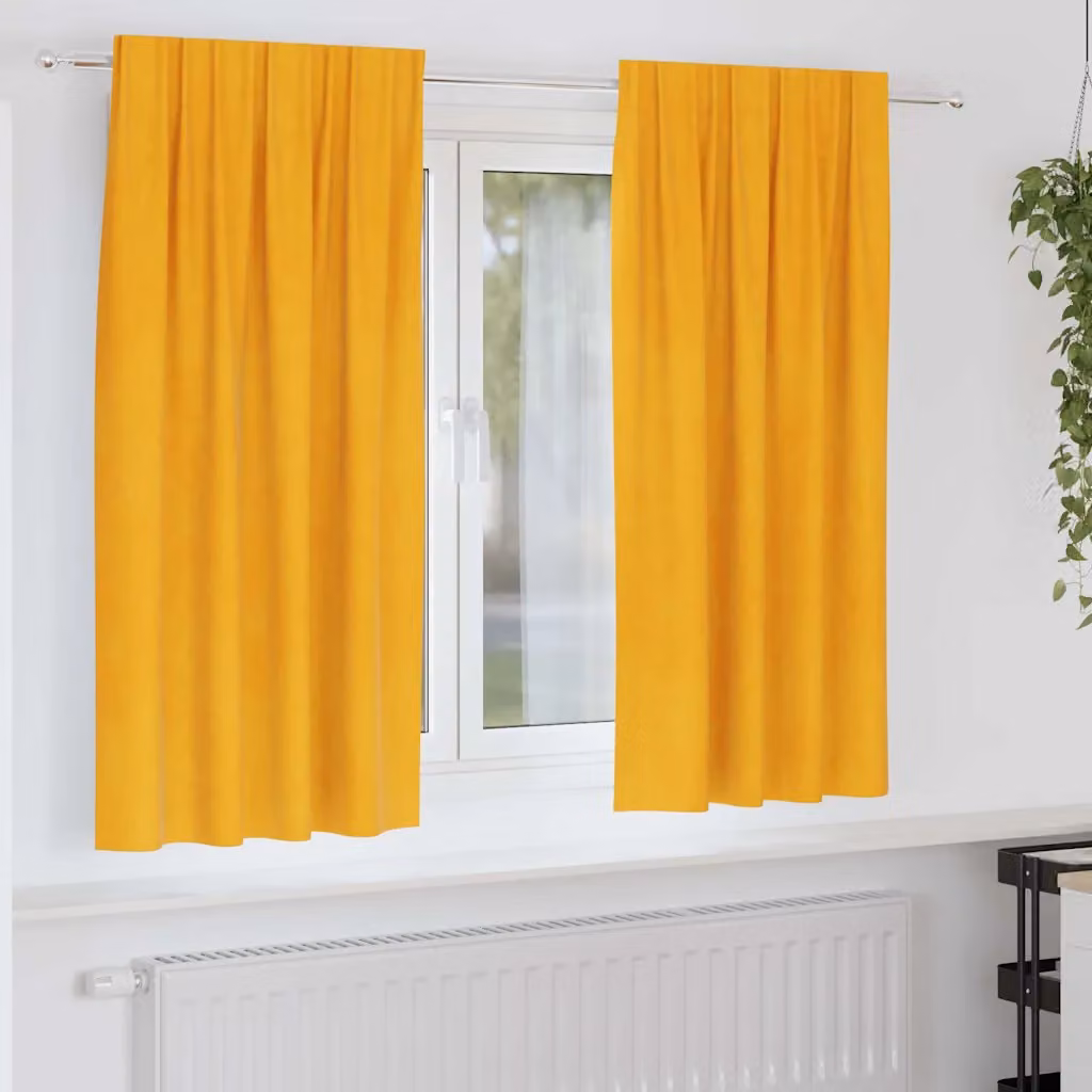 Set di 2 tende oscuranti in velluto vidaXL, colore giallo, L: 140 cm x H: 175 cm
