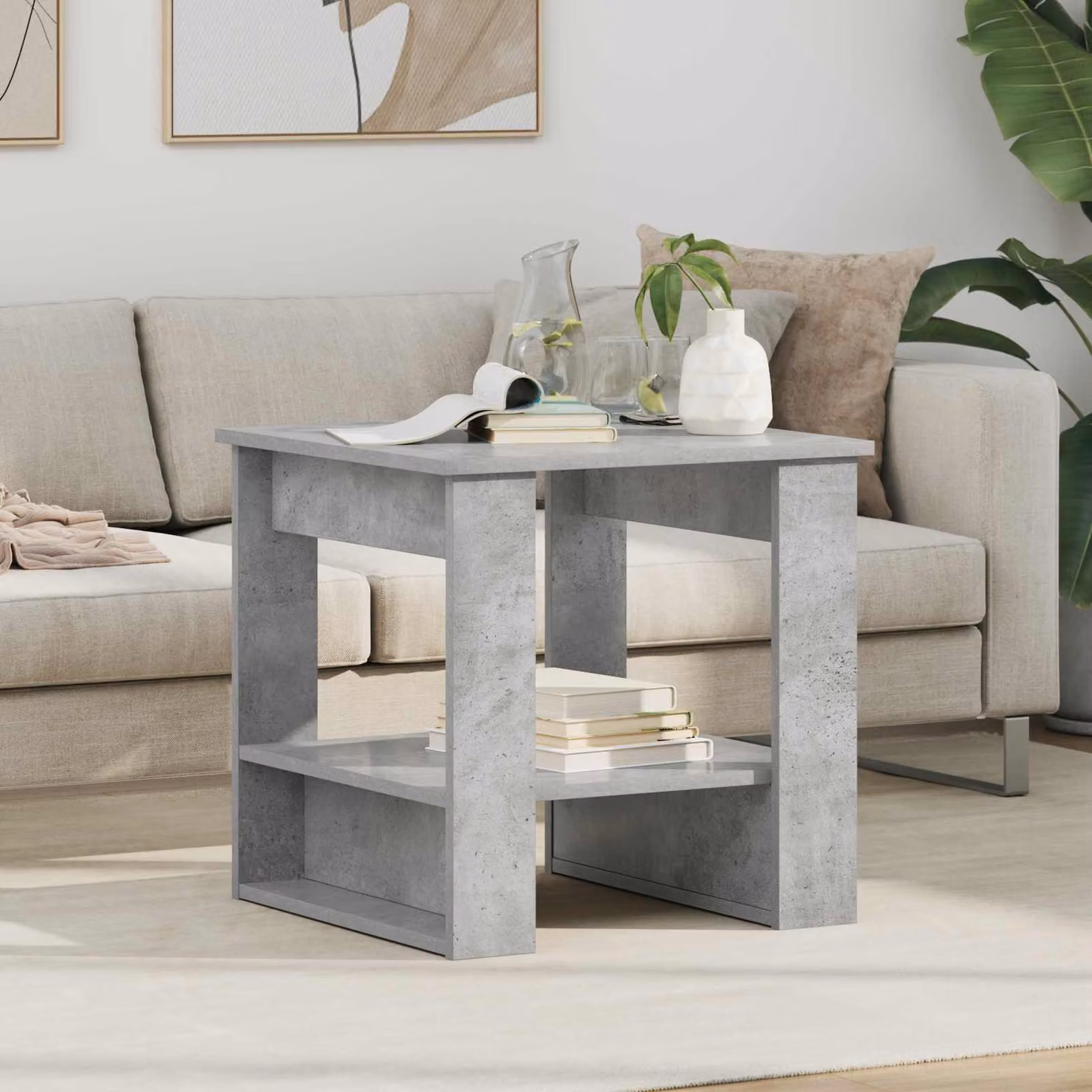vidaXL Tavolino da salotto moderno rettangolare Grigio L/P/H: 51 x 50 x 50 cm