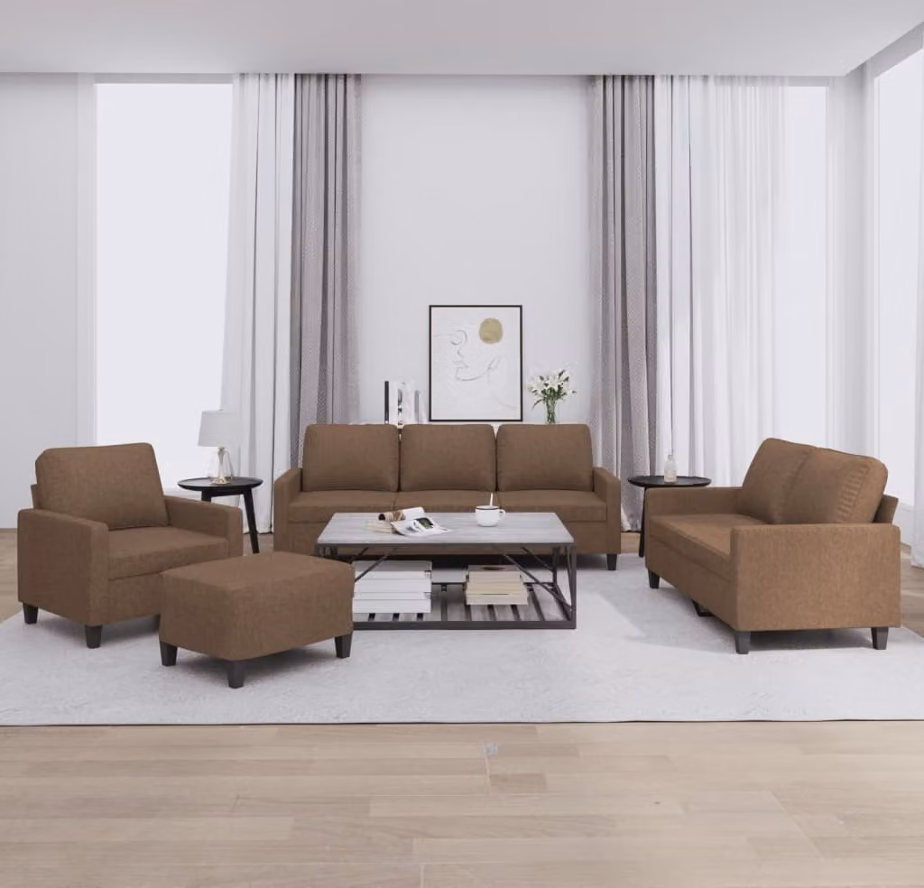 Maison Exclusive - Set divano 4 pezzi con cuscini in tessuto marrone
