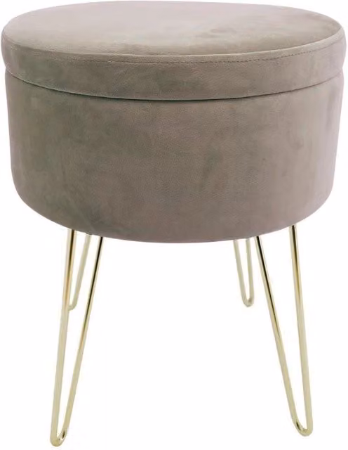 Set di 3 Sgabellini Rotondo Con Coperchio Orlando Beige 37,5x37,5x45