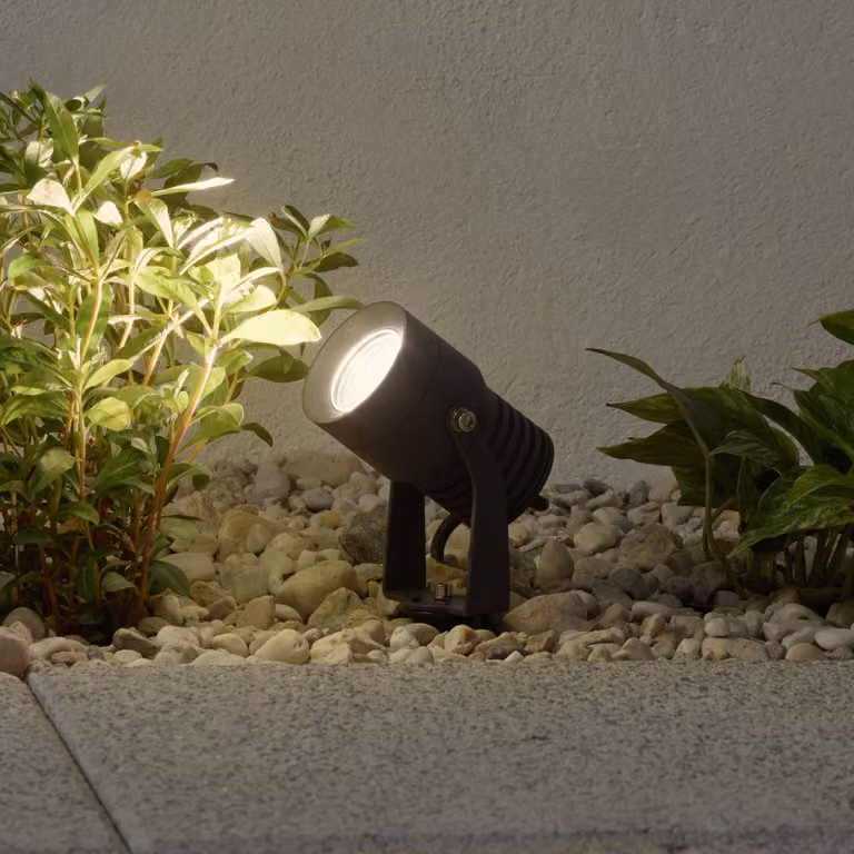 Lucande Faretto da esterno a LED Jon, picchetto, regolabile, IP65 Jon, Alluminio / Grigio / Zincato, Alluminio, Moderno