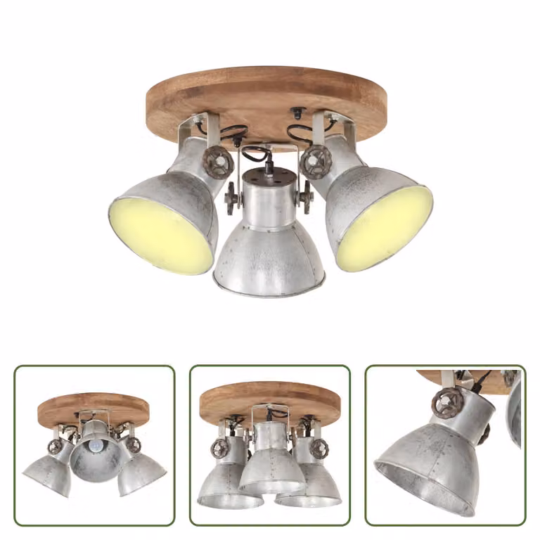 The Living Store Lampada da soffitto stile industriale 25 W argento 42x27 cm E27