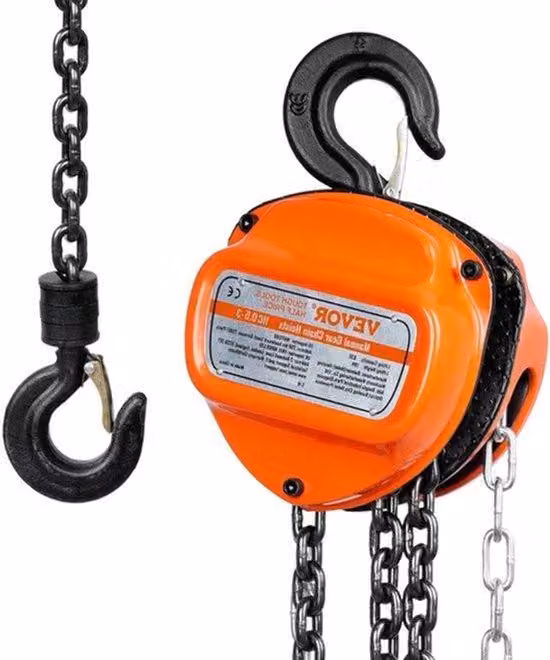 Catena di sollevamento manuale - Capacità: 1 tonnellata - Lunghezza: 10 piedi - Realizzata Acciaio al carbonio zincato Kom Mee G80 - Adatta per: officina, cantiere navale industriale