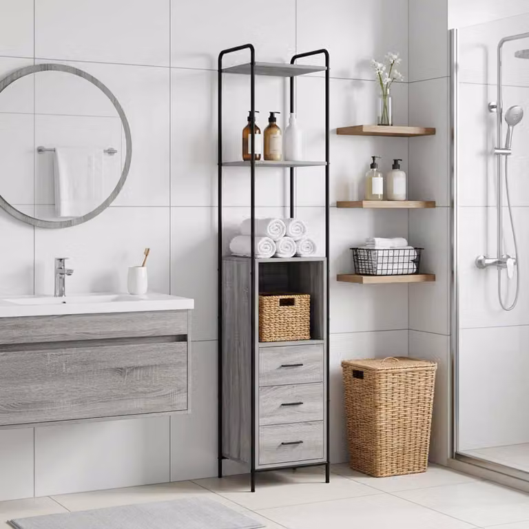 vidaXL Mobile da Bagno Sonoma grigio 40 x 36 x 200,5 cm