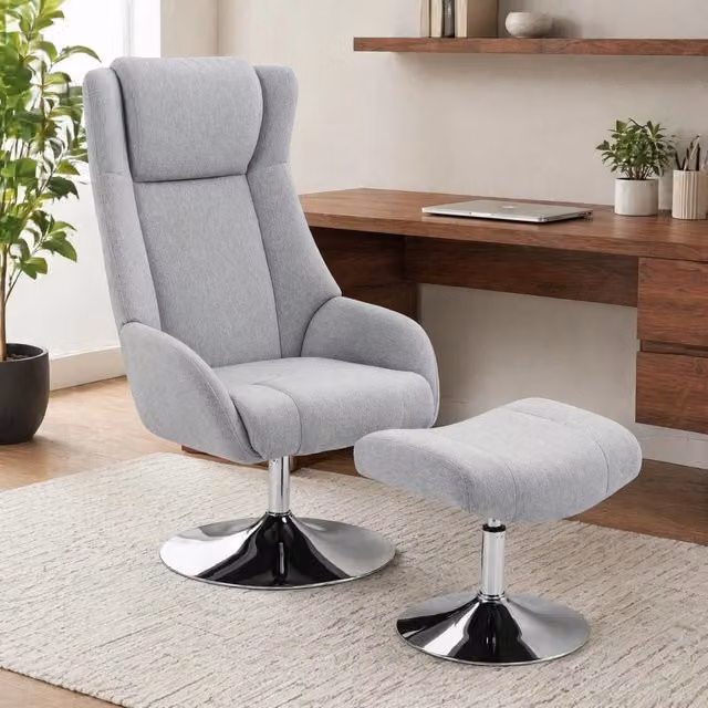 Sedia gaming reclinabile con poggiatesta e braccioli, girevole a 360°, colore nero e grigio, base in metallo, L/P/H: 128 x 65 x 64 cm