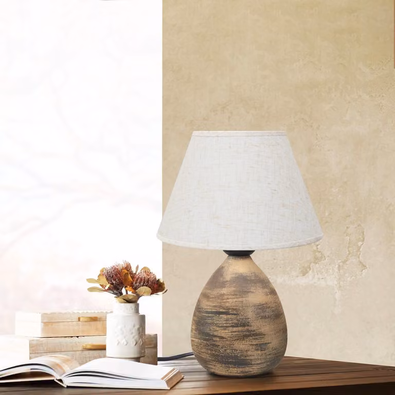Opviq, lampada da tavolo di alta qualità, corpo in Vetroceramica, colore crema, diametro 22 cm, attacco E27, grado di protezione IP20