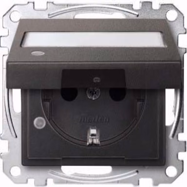 Presa SCHUKO con coperchio ribaltabile, spia luminosa e indicatore di tensione, BRS, StK, antracite, sistema M