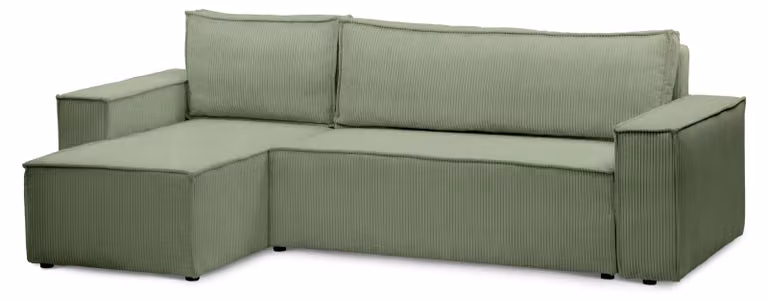 Divano angolare con funzione letto, colore grigio-verde