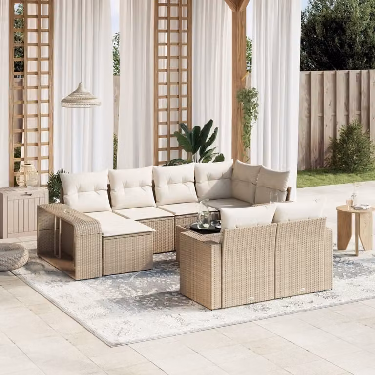 Maison Exclusive - Set Divani da Giardino 11 pz con Cuscini Beige in Polyrattan