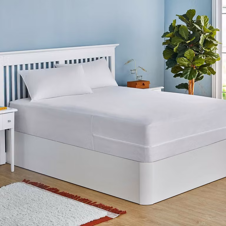 Sottostrato impermeabile per materasso, in poliestere, bianco, dimensioni 180x190/200 cm