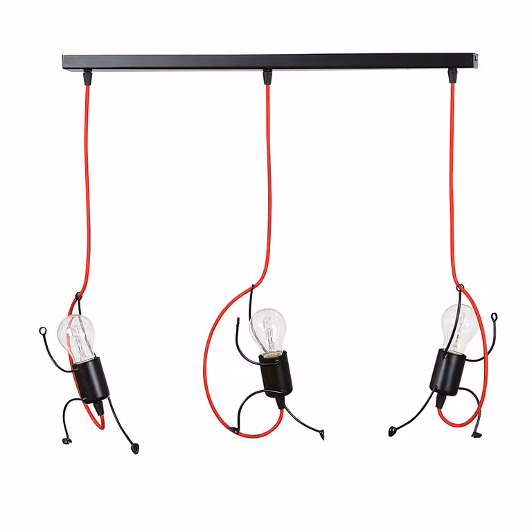 Lampadario BOBI nero e rosso 3xE27x15W in metallo, dimensioni: 60x65x14 cm, IP20, Emibig