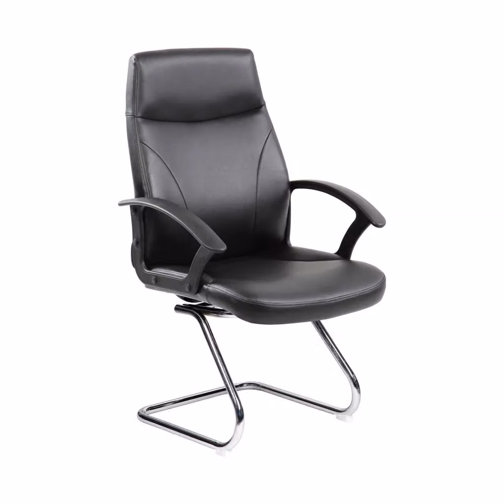 Sedia da ufficio direzionale DMORA Triangolo con braccioli, poltrona ergonomica in ecopelle nera, L: 60 cm, P: 59,5 cm, H: 95 cm – 2