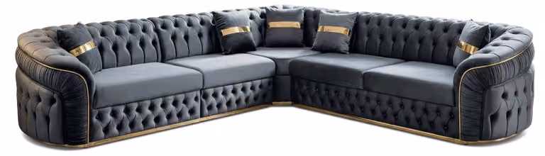 Divano angolare Chesterfield di alta qualità, dal design elegante