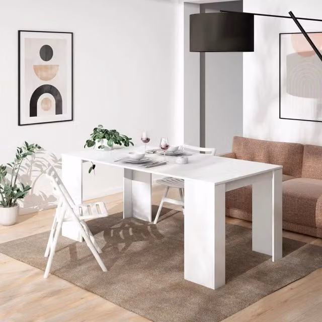 Consolle allungabile, 58 fino 180x90x77cm, Per 8 persone, Tavolo da pranzo, Bianco RF2534