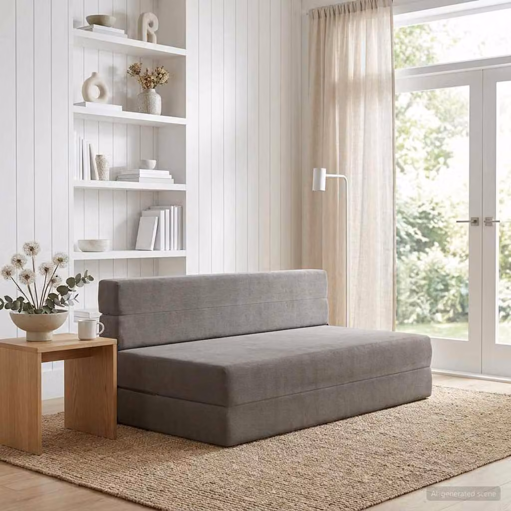 vidaXL Divano Letto Pieghevole Moderno in Tessuto Grigio L: 152 cm, P: 86,5 cm, H: 60 cm