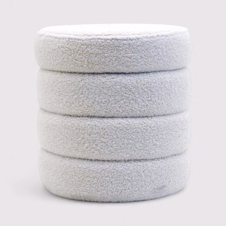 Uxi - Pouf tondo contenitore bianco per salotto