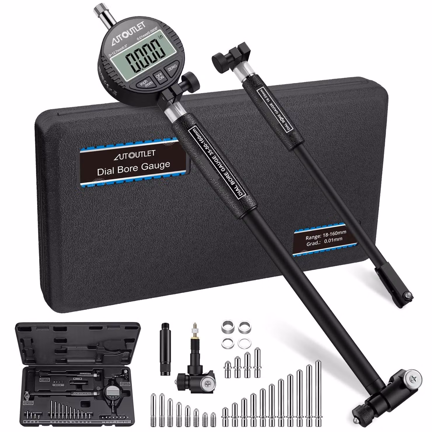 Solidchoice - Misuratore digitale per foratura, da 18 a 160 mm, con 23 sonde