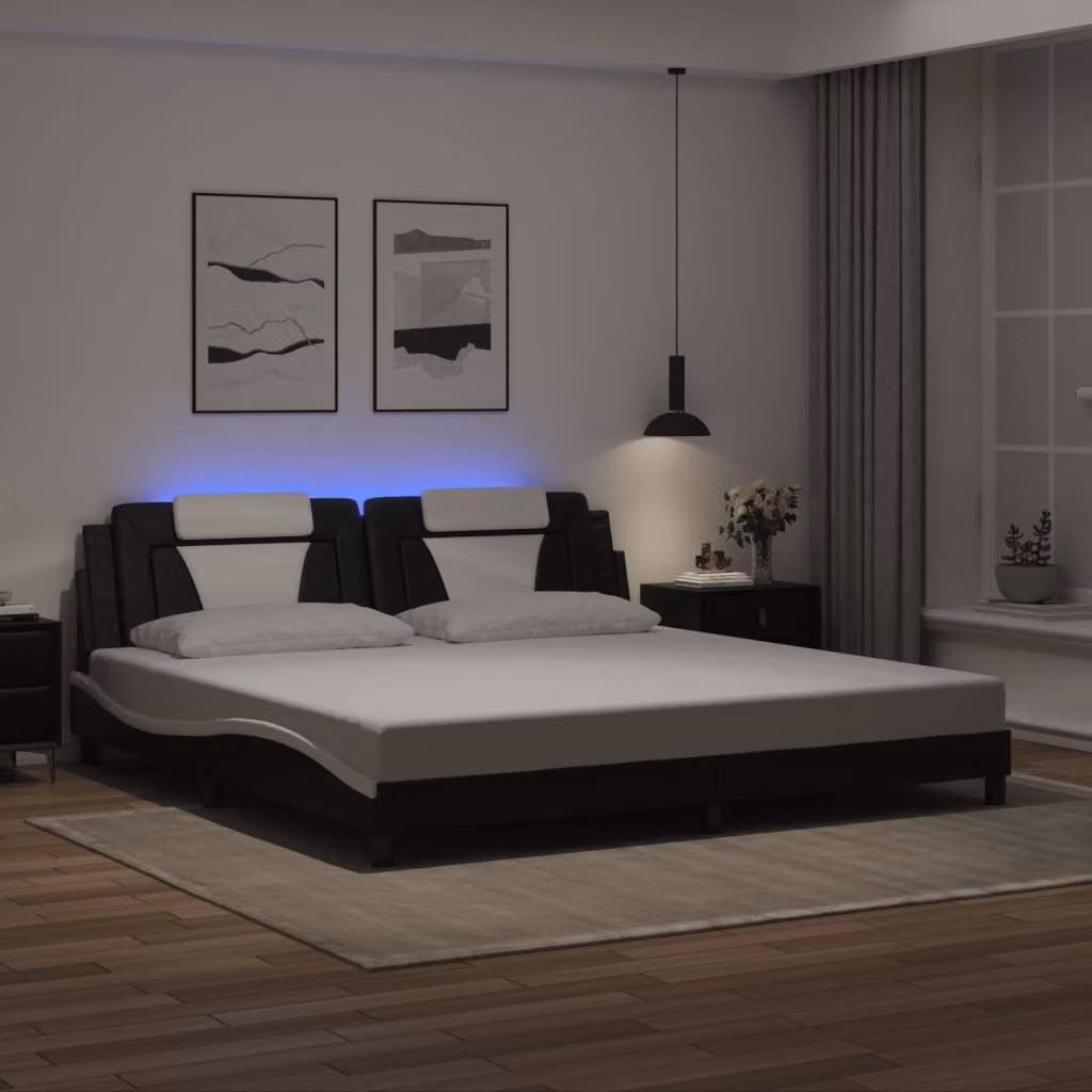 Giroletto Viana vidaXL con LED e porta USB, Nero e Bianco, 200x200 cm – 1