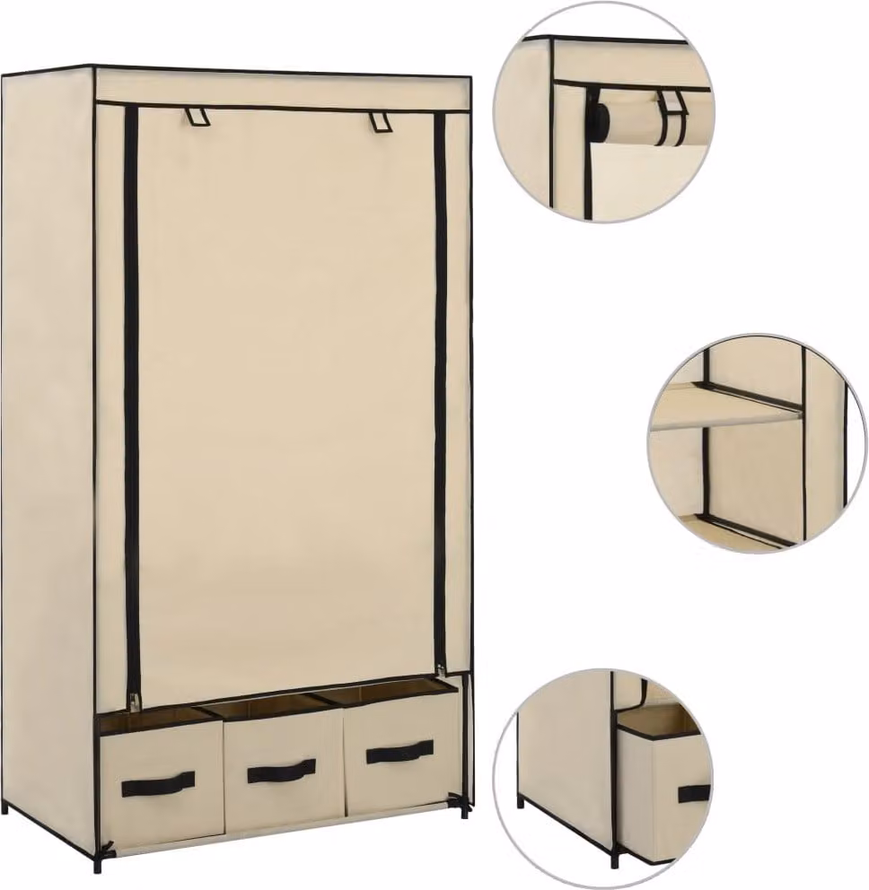 vidaXL Armadio crema 87 x 49 x 159 cm tessuto