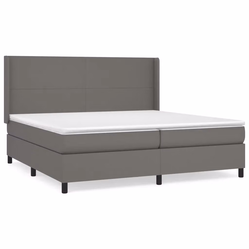 Letto a molle con materasso vidaXL in similpelle grigio e bianco 200x200 cm – 2