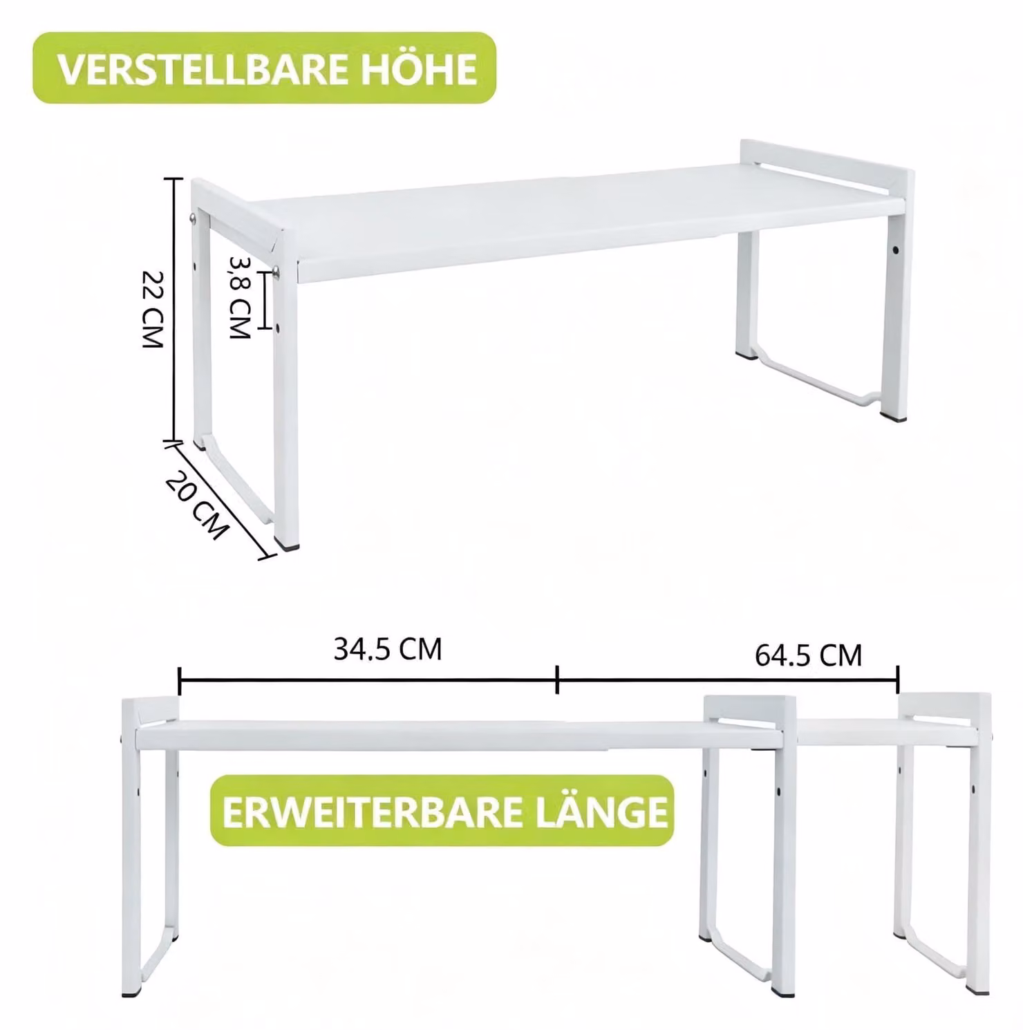 Ripiano estraibile da 66 cm, bianco, per cucina