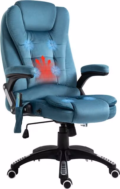 Poltrona da ufficio Vinsetto ergonomica con massaggio e riscaldamento, sedia girevole a 360° regolabile in blu con tessuto in poliestere