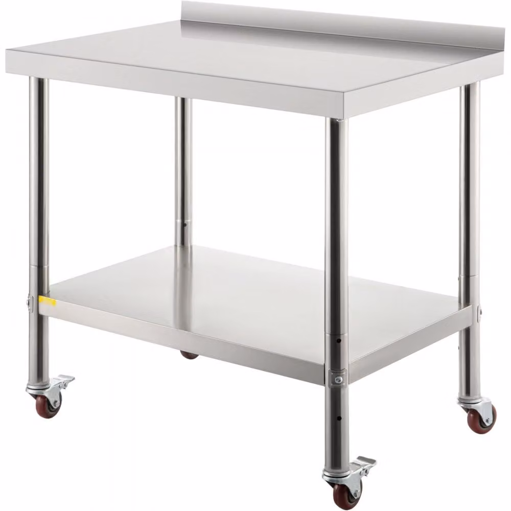 Tavolo da lavoro in acciaio inox - Tavolo mobile per la preparazione del lavoro - 76,2 x 61 cm