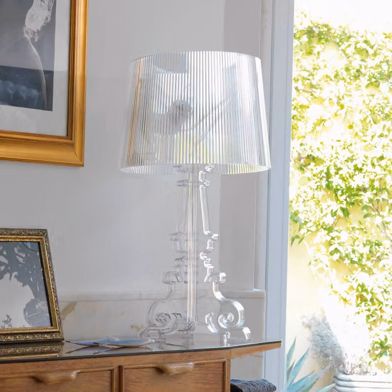 Kartell Lampada da tavolo di design Bourgie, dimmerabile, Chiaro / Trasparente, Soggiorno / Sala da pranzo, Plastica, Design, Lampada da tavolo