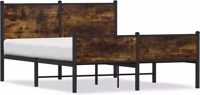 Letto matrimoniale Design In in metallo e legno color rovere fumo L: 140 cm, P: 200 cm