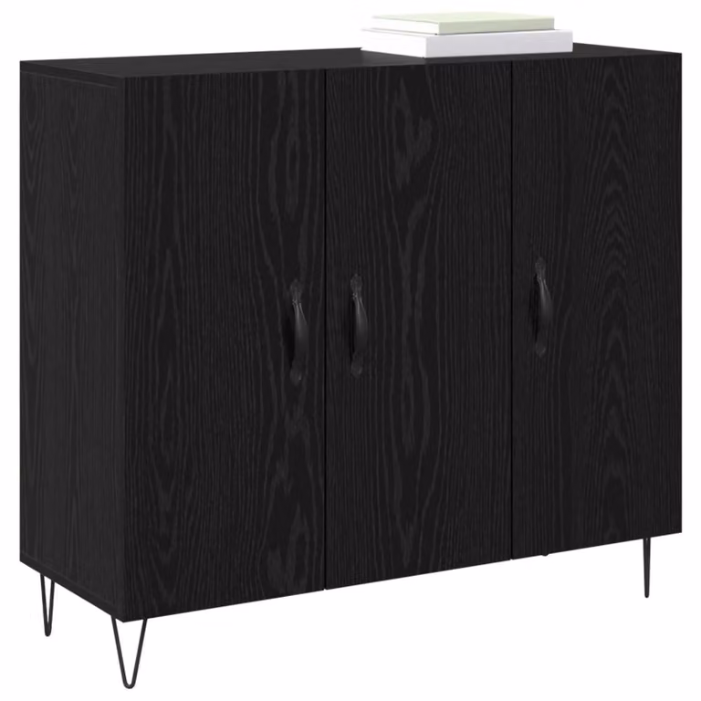 Credenza Rovere Nero 90 x 32,5 x 80 cm Legno multistrato