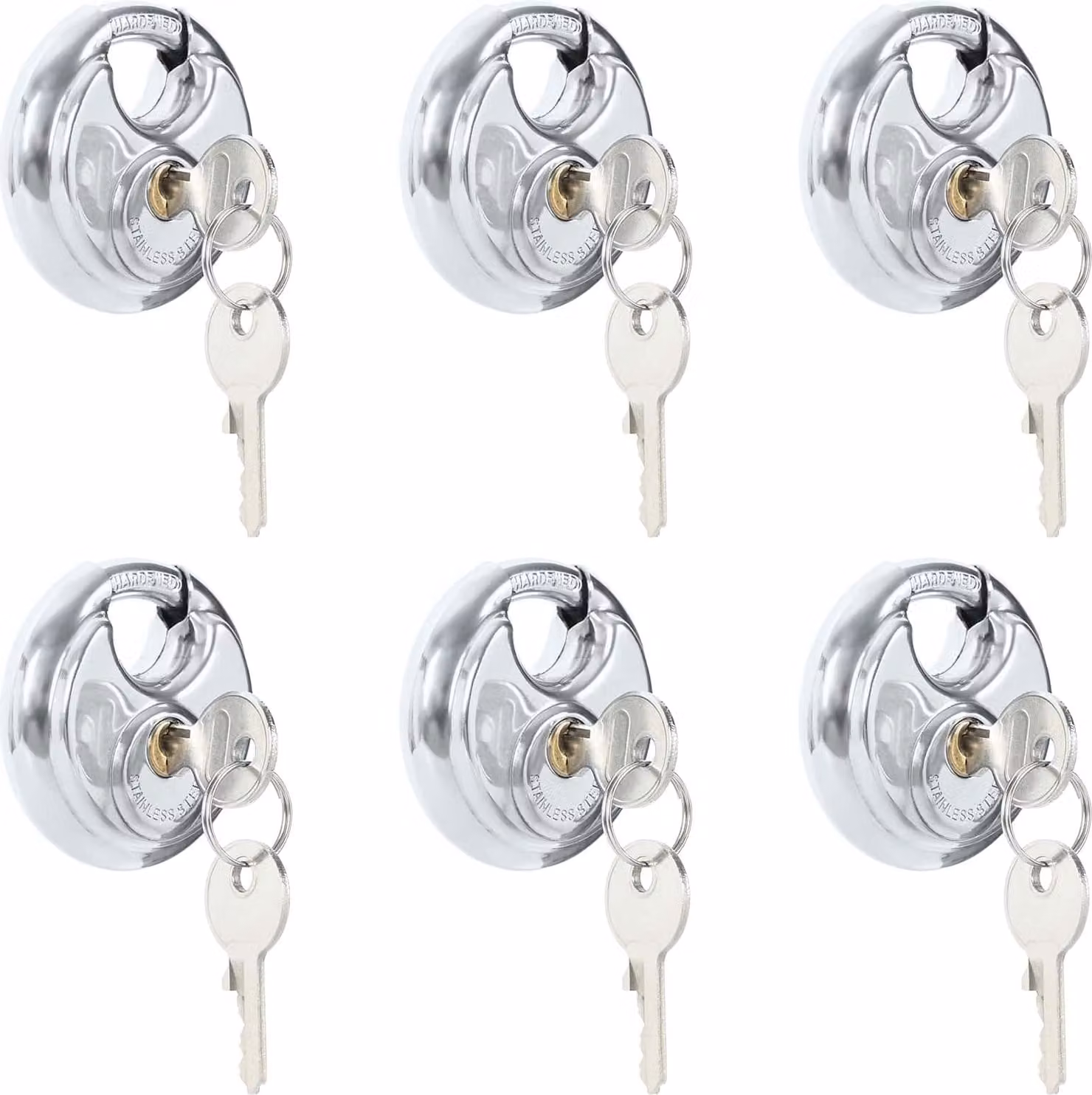 Lucchetti Discus con Chiavi 6 pcs Argento 6 x 2.3 x 6 cm
