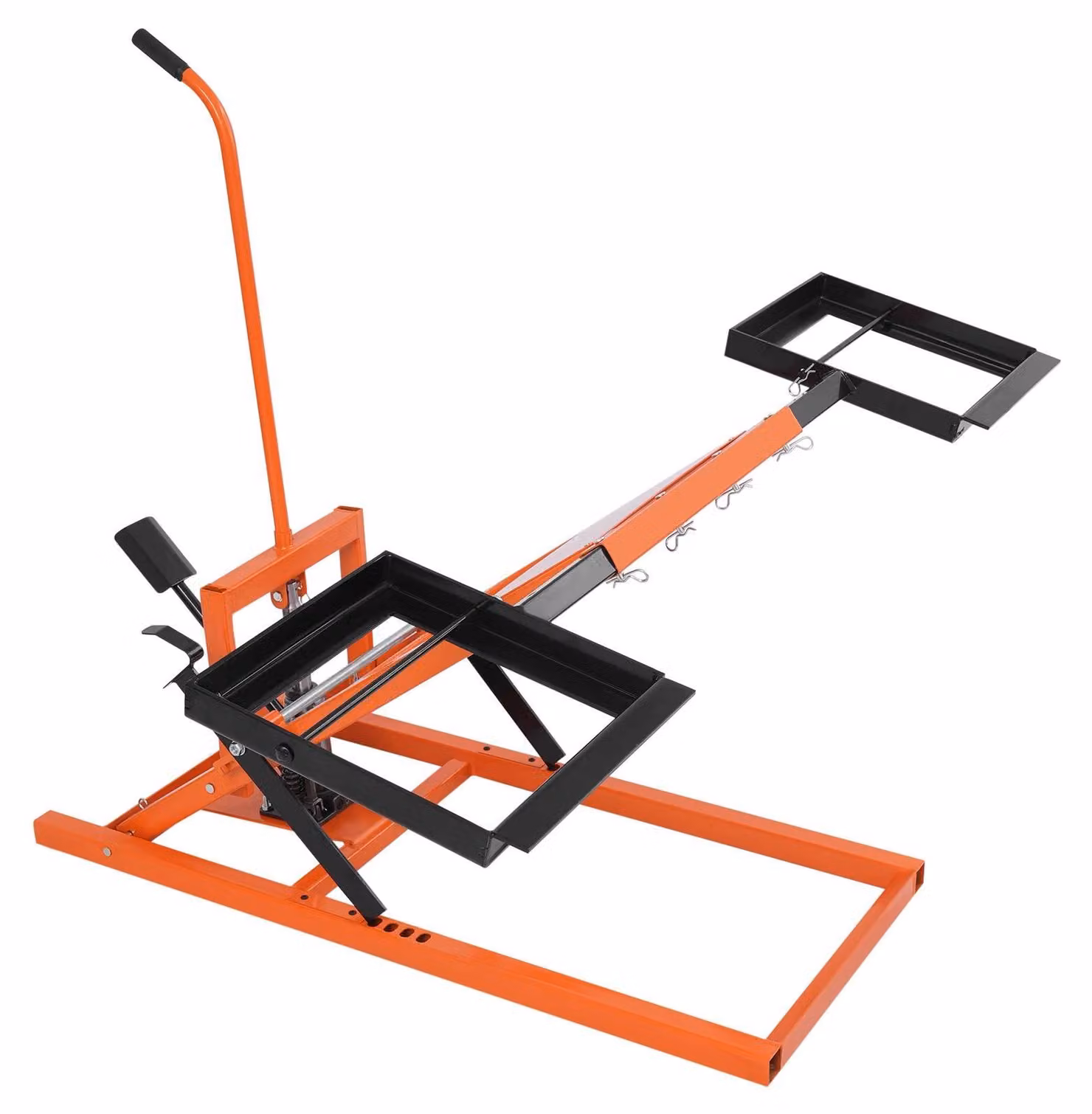 Sollevatore idraulico per tosaerba - Cric per trattore da giardino - Capacità di carico: 226,8 kg - Altezza di sollevamento: 44,5–61 cm - Realizzato Acciaio al carbonio Q235 - Regolabile - Colore: arancione/nero