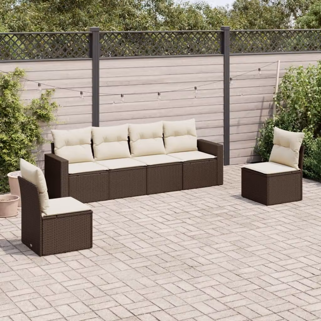 Maison Exclusive - Set Divani da Giardino 6 pz con Cuscini Marrone in Polyrattan