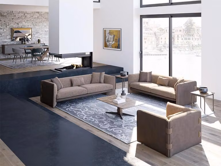 Design Luxus Wohnzimmer 6tlg Garnitur Polstermöbel Einrichtung Dreisitzer Sofas
