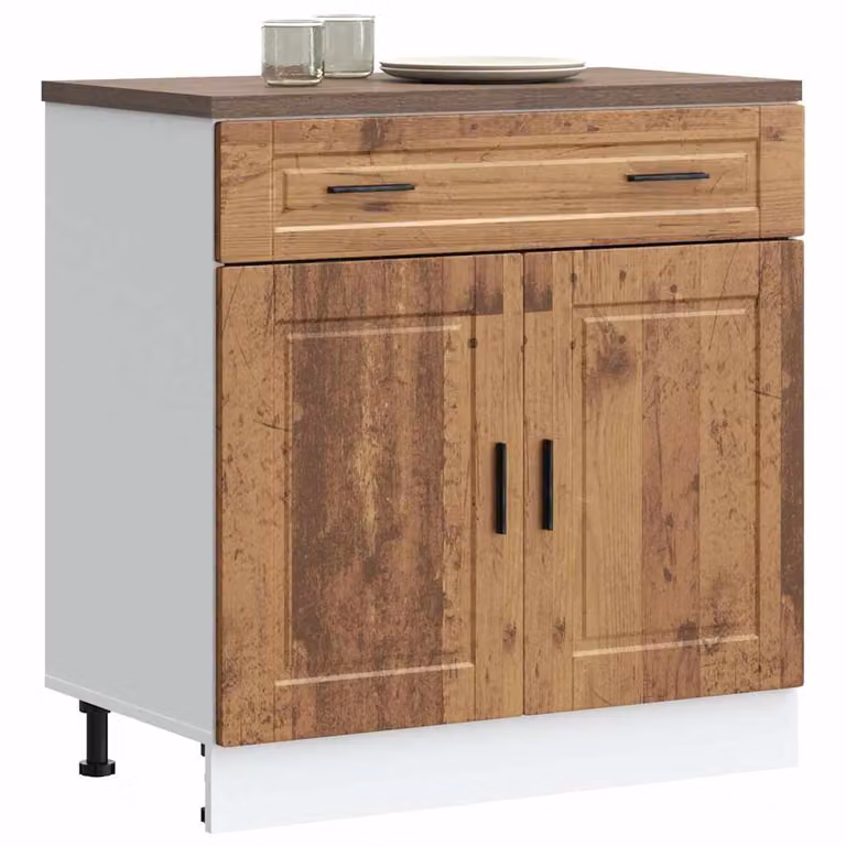 Base da cucina moderna vidaXL in legno multistrato e MDF, colore marrone, con ante e cassetti, L: 80 cm, P: 46 cm, H: 81,5 cm