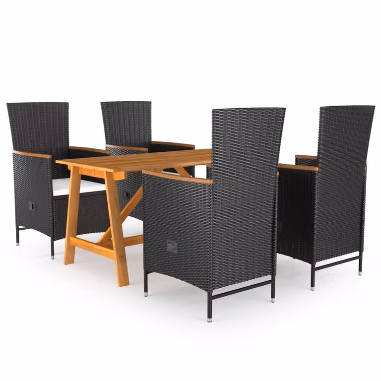 vidaXL Set da pranzo da giardino 5 pezzi nero