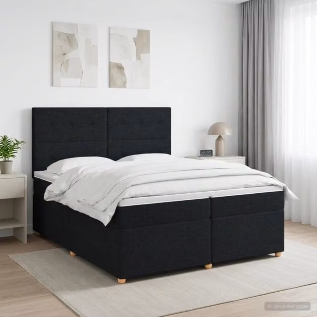 Letto box spring con materasso ibrido vidaXL in tessuto nero L/P: 200 x 200 cm – 1