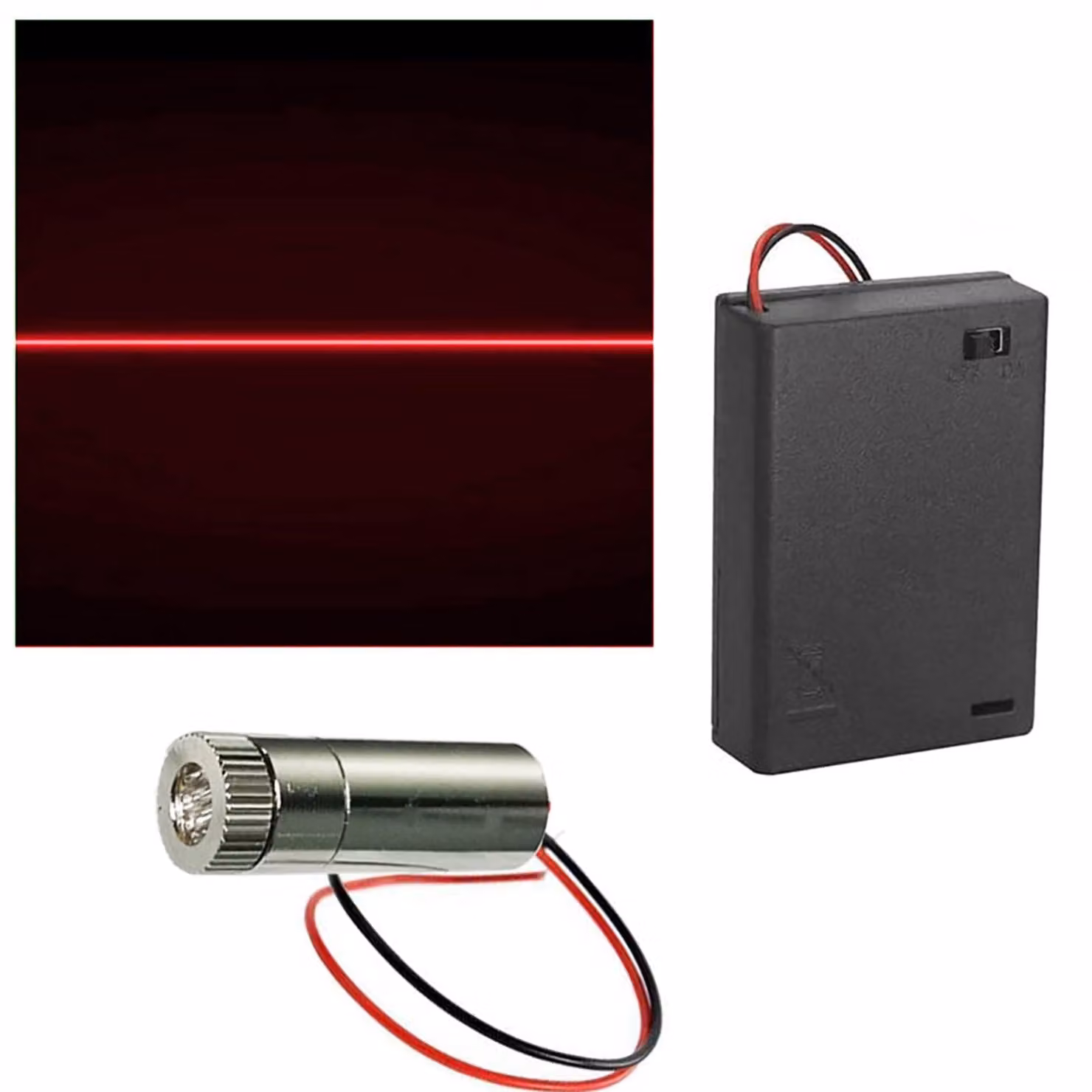 Modulo laser a 650 nm, rosso, 3-5V, con driver e supporto per batteria